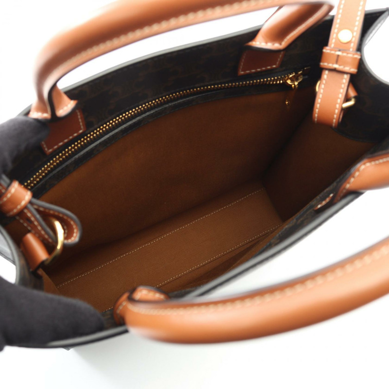 CELINE 小號筆電 Cabas Triomphe 手提單肩包 191542 帆布皮革-2