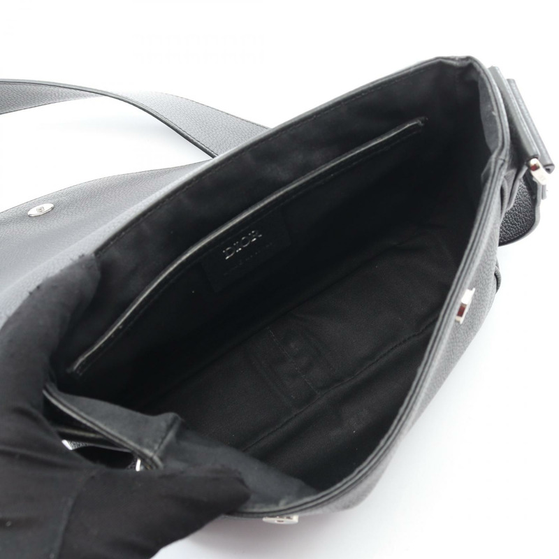 Christian Dior 馬鞍形斜背包 1ADME130YMJ 黑色皮革 二手 男士-2