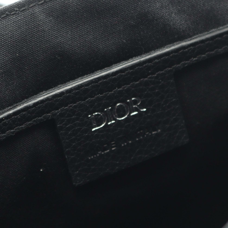 Christian Dior 馬鞍形斜背包 1ADME130YMJ 黑色皮革 二手 男士-3