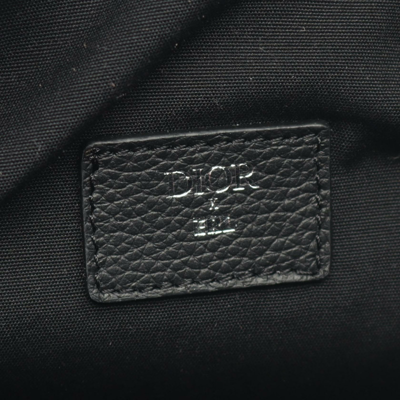 Christian Dior ERL 馬鞍腰包 1ADPO093 黑色皮革 二手 男士-3