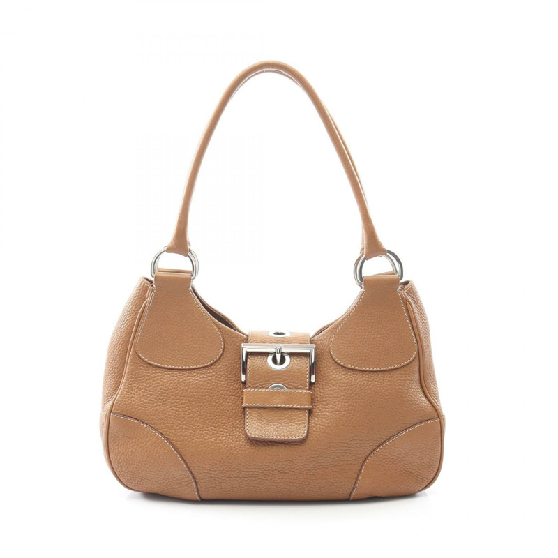 PRADA 7Q 棕色皮革手提單肩包（二手，女士）-0