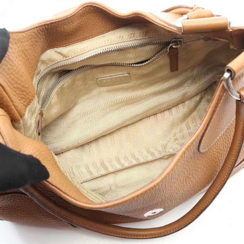 PRADA 7Q 棕色皮革手提單肩包（二手，女士）-2