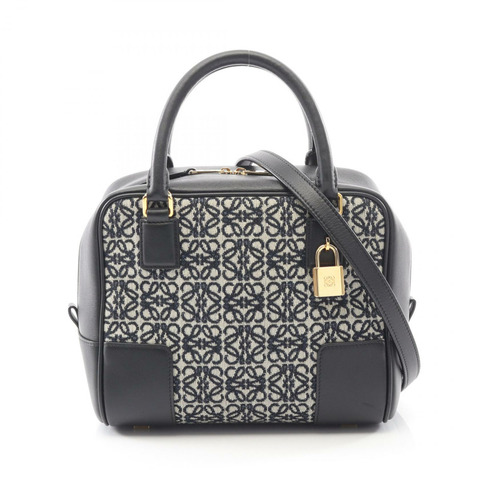 LOEWE Amazona 19 單肩手提包 A039N10X02 帆布皮革 黑色 灰色 二手