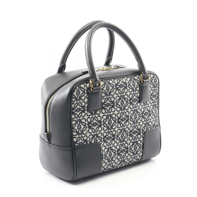 LOEWE Amazona 19 單肩手提包 A039N10X02 帆布皮革 黑色 灰色 二手-1