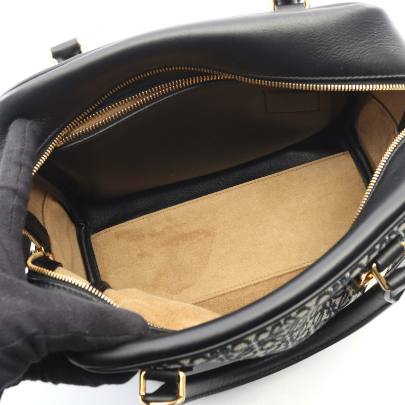 LOEWE Amazona 19 單肩手提包 A039N10X02 帆布皮革 黑色 灰色 二手-2