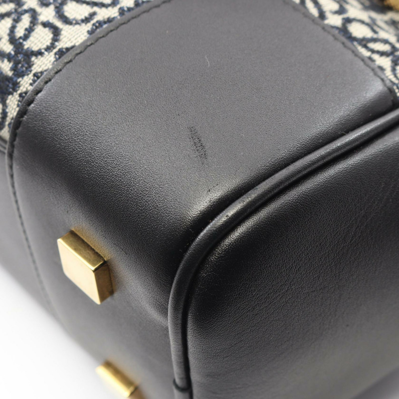 LOEWE Amazona 19 單肩手提包 A039N10X02 帆布皮革 黑色 灰色 二手-5