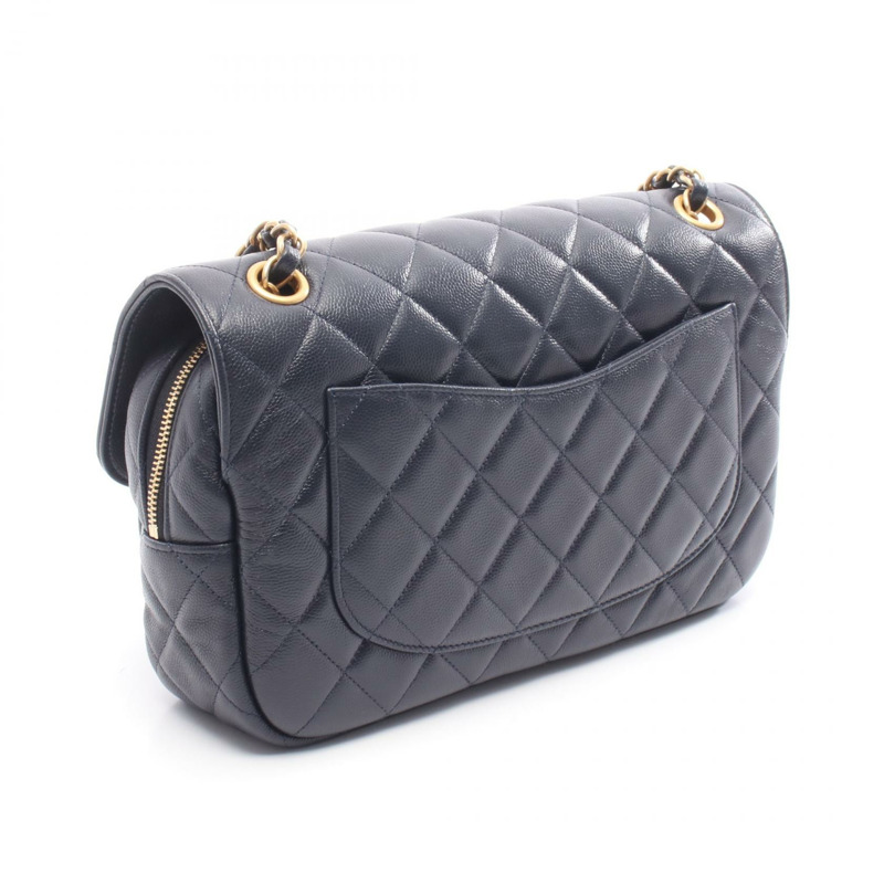 香奈兒 (CHANEL) 絎縫鏈條單背包 AS3547 小牛皮 海軍藍 金色五金 二手 CC-1