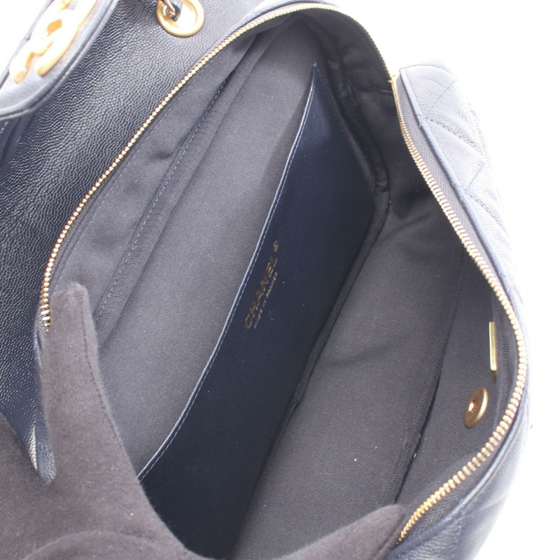 香奈兒 (CHANEL) 絎縫鏈條單背包 AS3547 小牛皮 海軍藍 金色五金 二手 CC-2