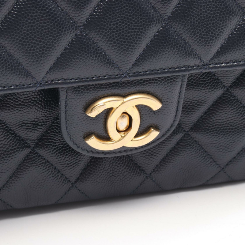 香奈兒 (CHANEL) 絎縫鏈條單背包 AS3547 小牛皮 海軍藍 金色五金 二手 CC-6