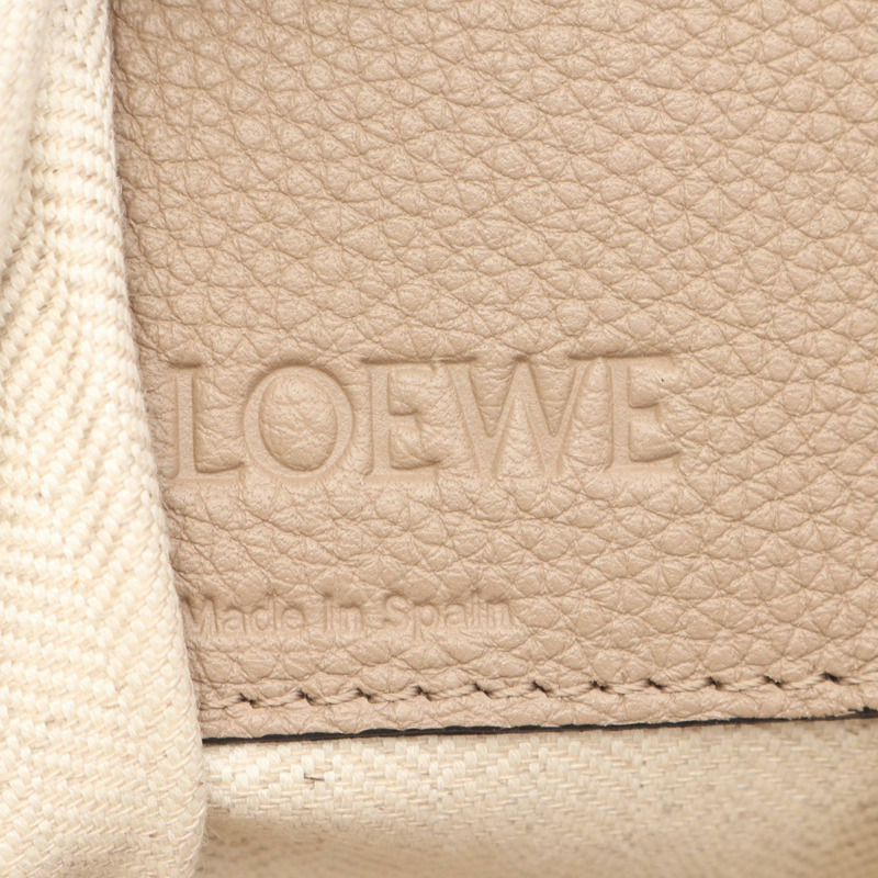 LOEWE HAMMOCK 小號肩斜背包，皮革材質，米色/棕色，二手女款-3