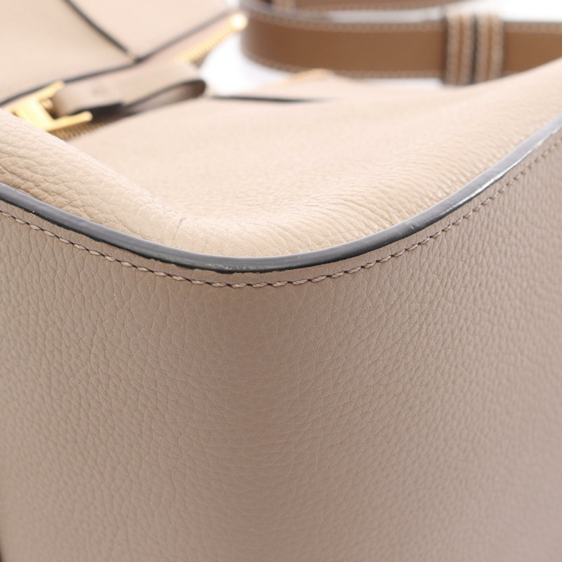 LOEWE HAMMOCK 小號肩斜背包，皮革材質，米色/棕色，二手女款-4