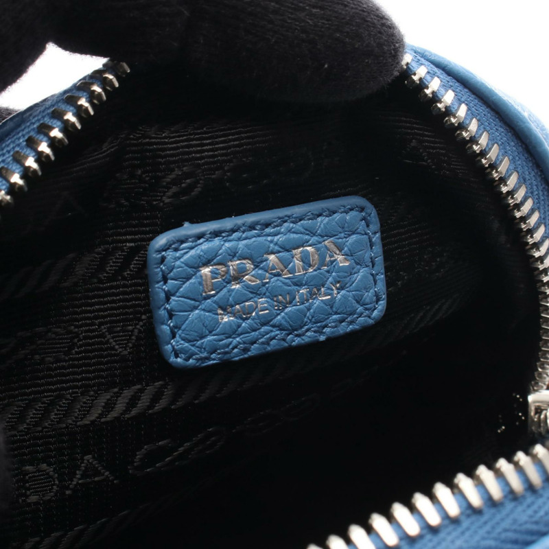 PRADA迷你肩斜背包手機套 1BP027 皮革 藍色 二手-3