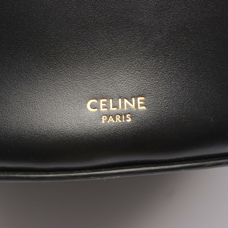 CELINE Maillon Baguette Triomphe 單肩包，黑色皮革，二手女款-3