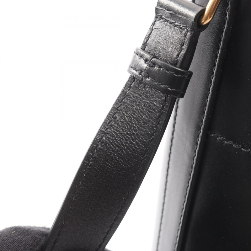 CELINE Maillon Baguette Triomphe 單肩包，黑色皮革，二手女款-5