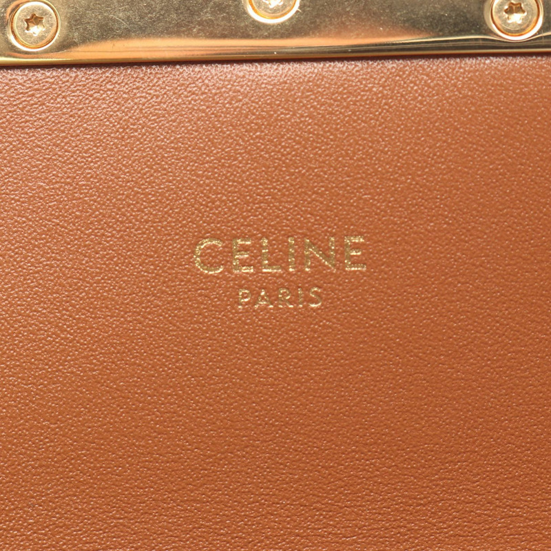 CELINE Claude Triomphe 單肩包，帆布皮革，黑色/棕色，二手女款-3