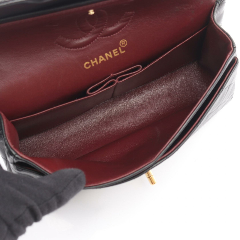 香奈兒 (CHANEL) Matelasse W 翻蓋單肩包，羊皮材質，黑色，二手，女士款，金色五金-2