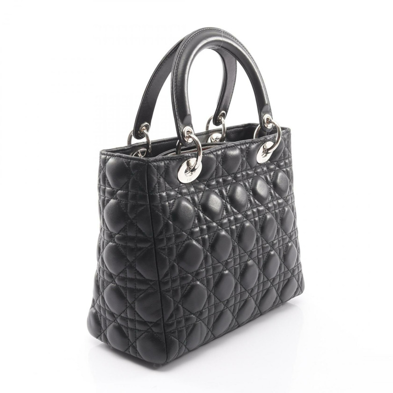 Dior LADY DIOR Cannage 肩背包，黑色皮革，二手，女士款，附五金配件-1