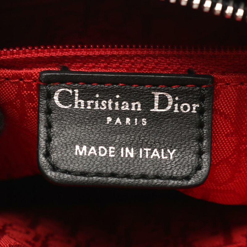 Dior LADY DIOR Cannage 肩背包，黑色皮革，二手，女士款，附五金配件-3