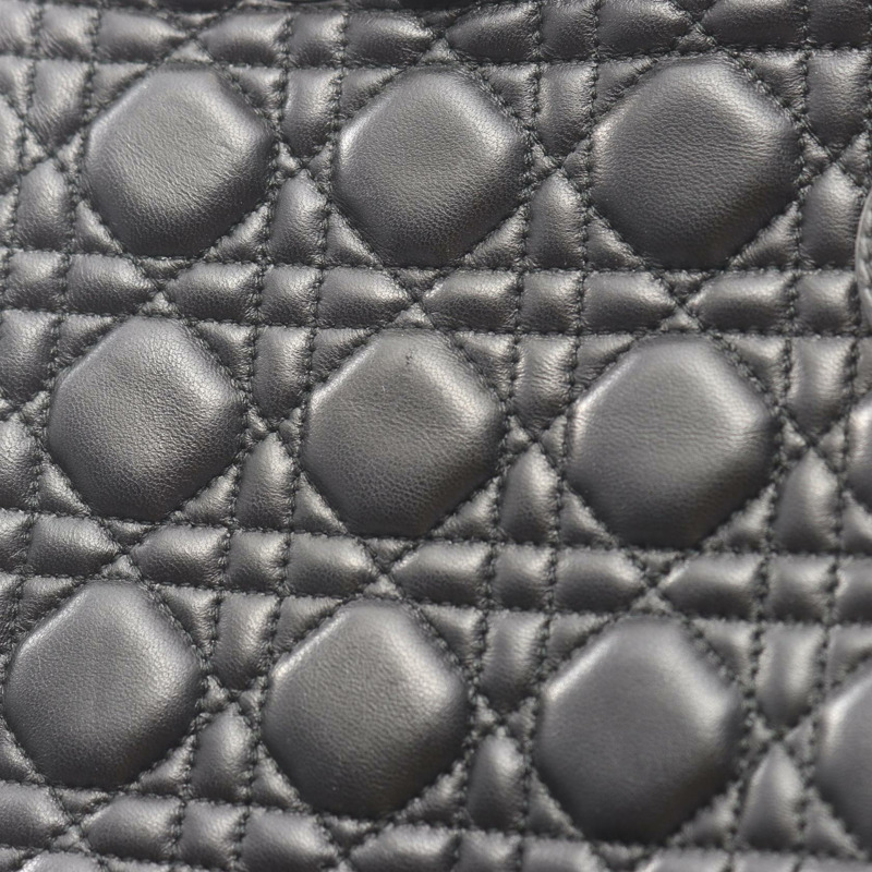 Dior LADY DIOR Cannage 肩背包，黑色皮革，二手，女士款，附五金配件-4