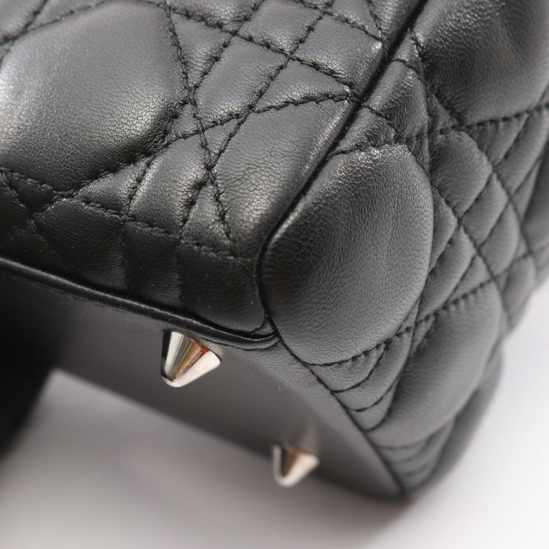 Dior LADY DIOR Cannage 肩背包，黑色皮革，二手，女士款，附五金配件-5