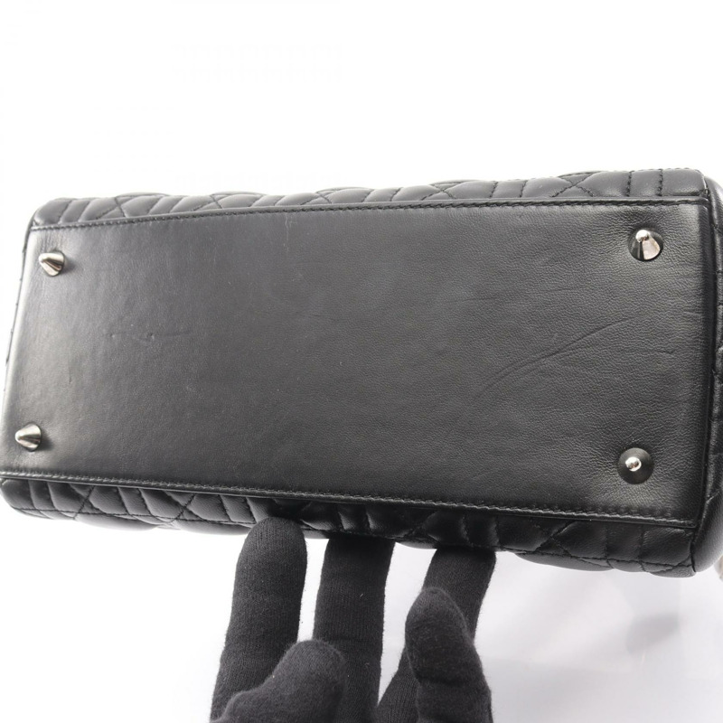 Dior LADY DIOR Cannage 肩背包，黑色皮革，二手，女士款，附五金配件-6