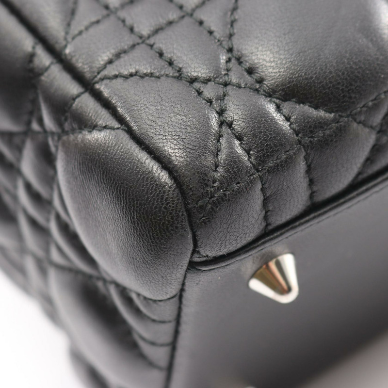 Dior LADY DIOR Cannage 肩背包，黑色皮革，二手，女士款，附五金配件-8