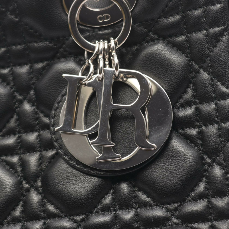 Dior LADY DIOR Cannage 肩背包，黑色皮革，二手，女士款，附五金配件-9