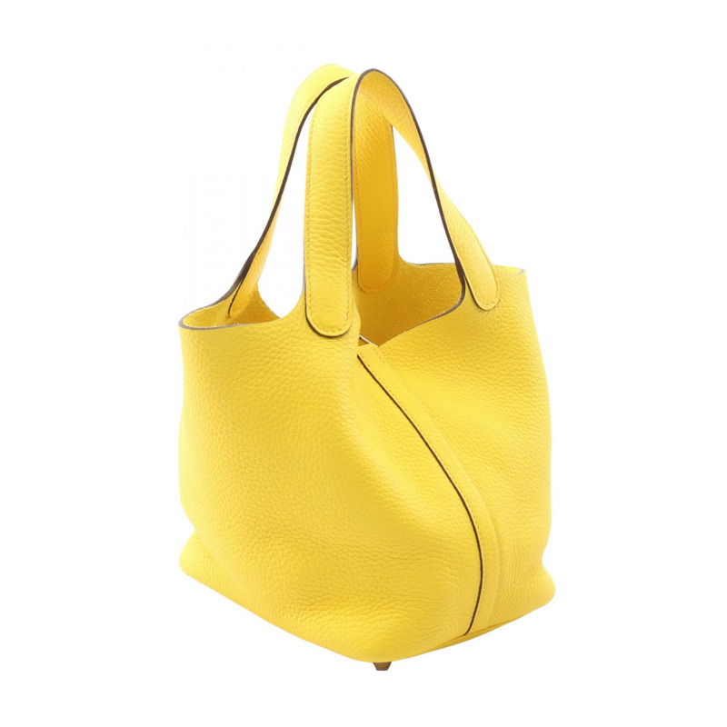 愛馬仕 Picotin Lock PM 托特水桶包 Z Taurillon Clemence Lime 二手 SHW-1