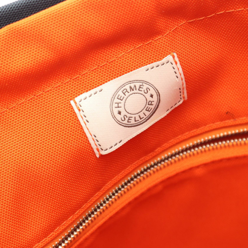 HERMES Sac de Pansage 單肩托特包 Z Toile 軍事 V 形海軍棕色 SHW-3