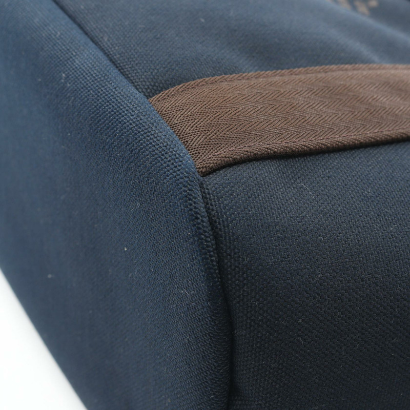 HERMES Sac de Pansage 單肩托特包 Z Toile 軍事 V 形海軍棕色 SHW-5