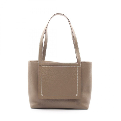 HERMES Cabas sellier 31 Tote 單肩包 Z Taurillon Clemence Etoupe 灰色 二手