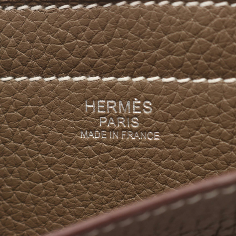 HERMES Cabas sellier 31 Tote 單肩包 Z Taurillon Clemence Etoupe 灰色 二手-3