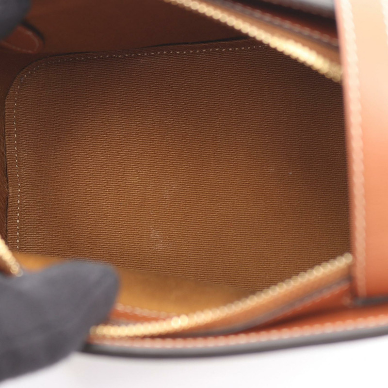 CELINE Teen Cabado France Triomphe 單肩包，帆布皮革，黑色/棕色，二手-6