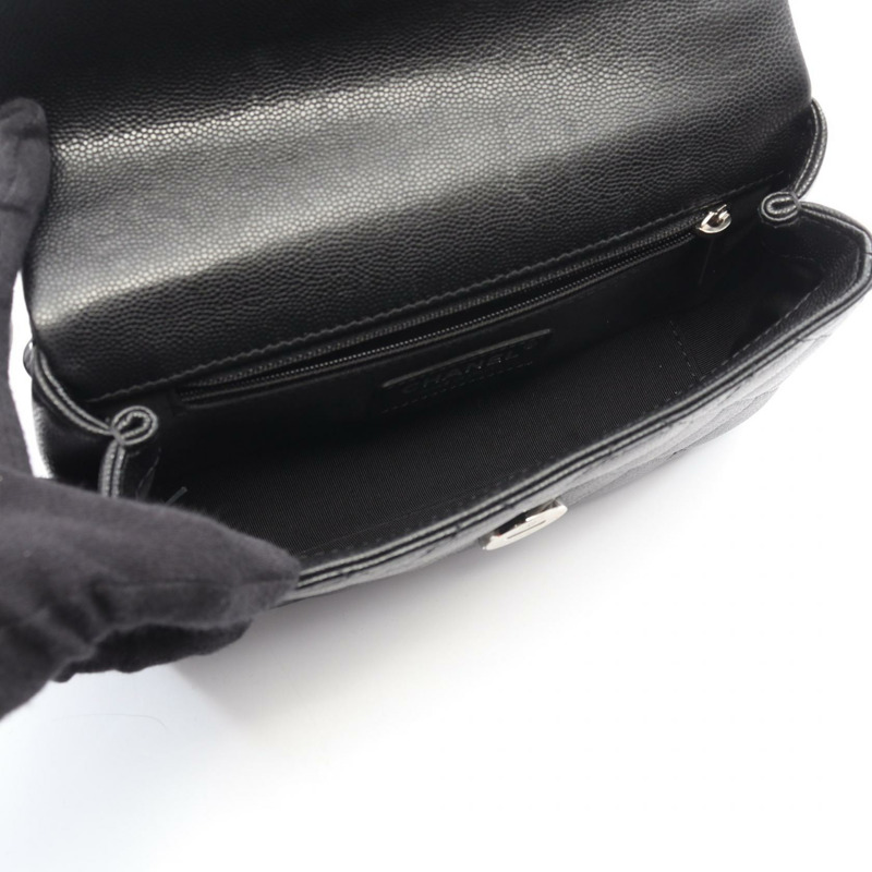 香奈兒 (CHANEL) 絎縫鏈條斜背包 AS2302 黑色皮革 二手 女士 CC-2