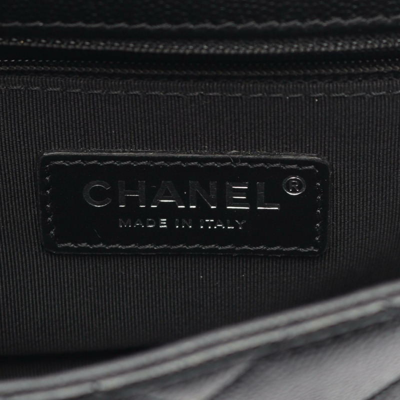 香奈兒 (CHANEL) 絎縫鏈條斜背包 AS2302 黑色皮革 二手 女士 CC-3