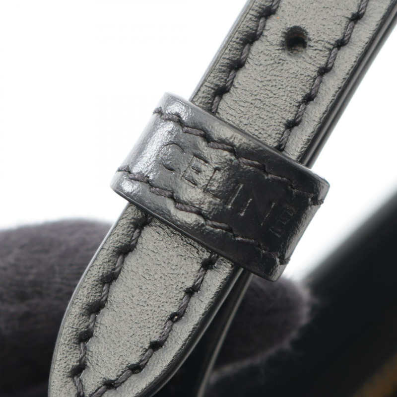 CELINE 中型 TILLY Triomphe 肩背包 115702 帆布皮革 黑色 白色 二手-3