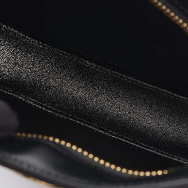 CELINE 中型 TILLY Triomphe 肩背包 115702 帆布皮革 黑色 白色 二手-5