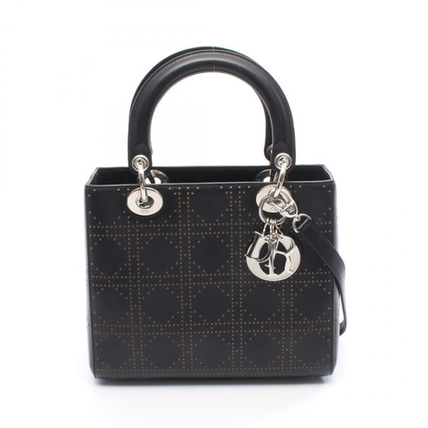 Dior LADY DIOR 黑色皮革肩背包，二手女款，附五金配件