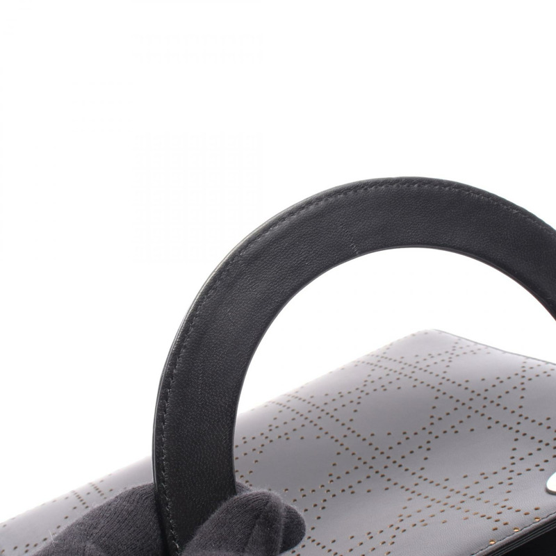 Dior LADY DIOR 黑色皮革肩背包，二手女款，附五金配件-4