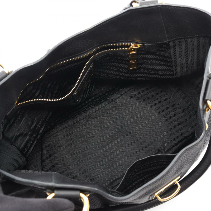 PRADA BR4627 手提包，黑色皮革，三角標誌，二手女款-2