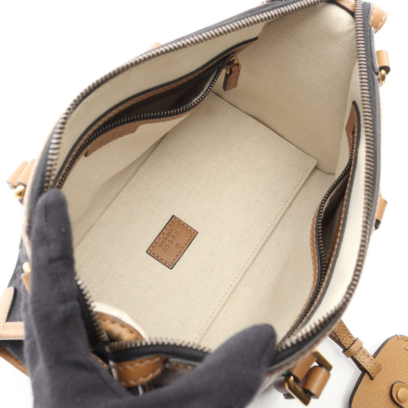 GUCCI Ophidia 肩背斜背包 715771 GG帆布皮革 黑色棕色-2