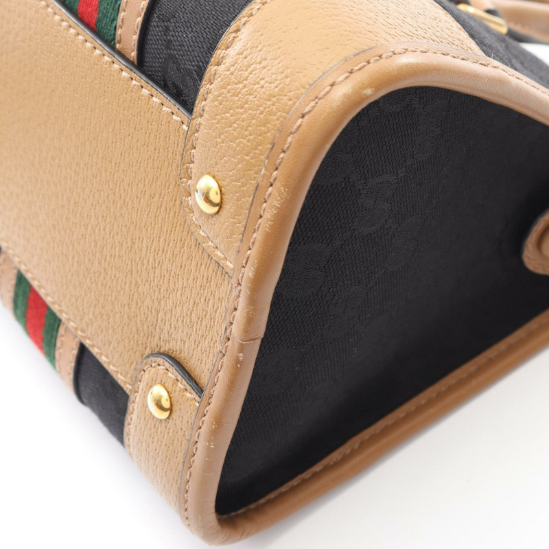 GUCCI Ophidia 肩背斜背包 715771 GG帆布皮革 黑色棕色-6