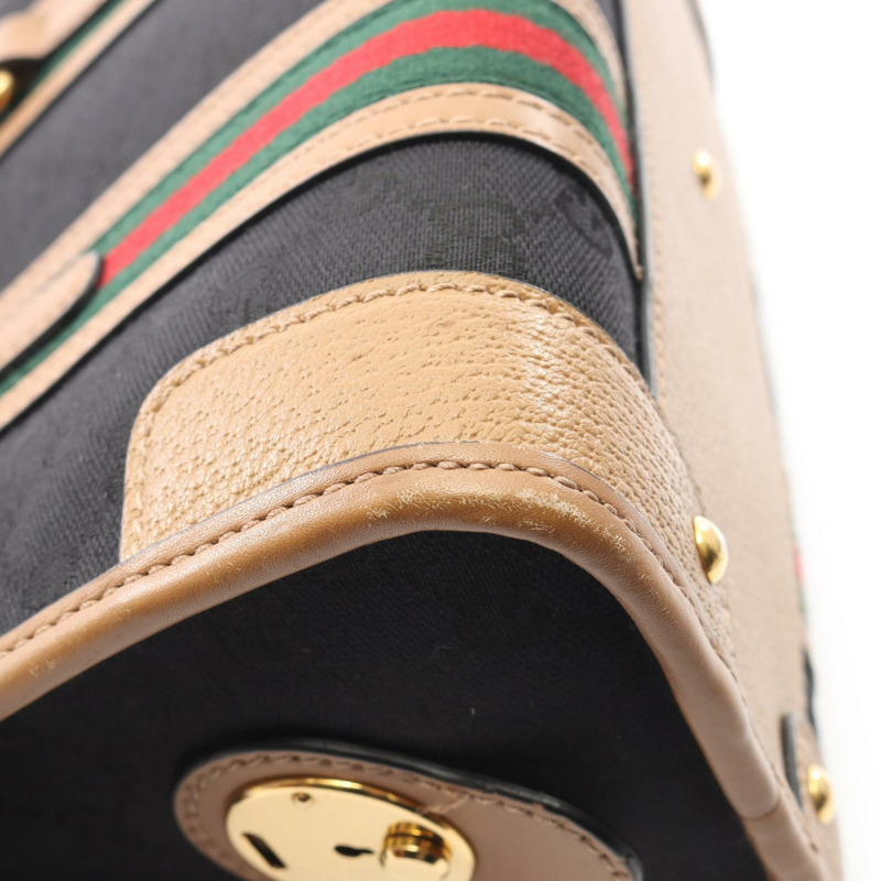 GUCCI Ophidia 肩背斜背包 715771 GG帆布皮革 黑色棕色-7