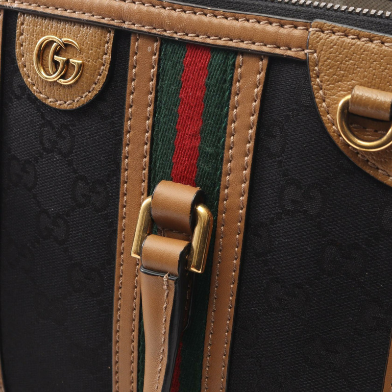 GUCCI Ophidia 肩背斜背包 715771 GG帆布皮革 黑色棕色-8