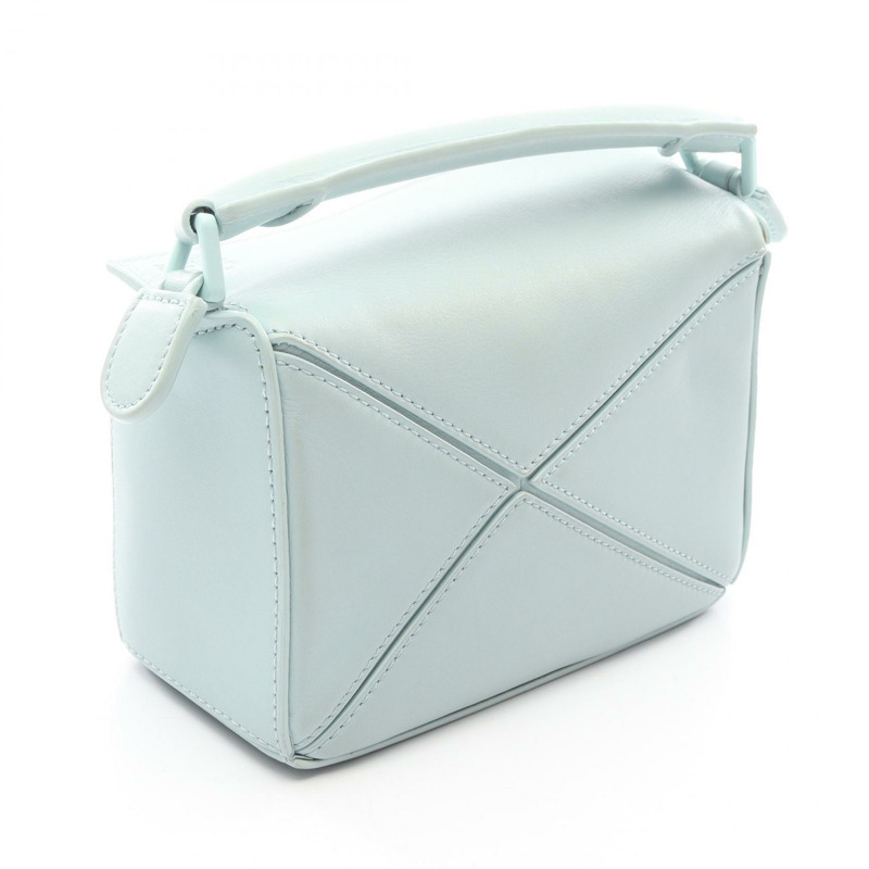 LOEWE Puzzle迷你肩提斜背包，綠色，二手女款，皮革材質-1