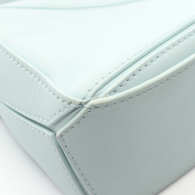 LOEWE Puzzle迷你肩提斜背包，綠色，二手女款，皮革材質-4