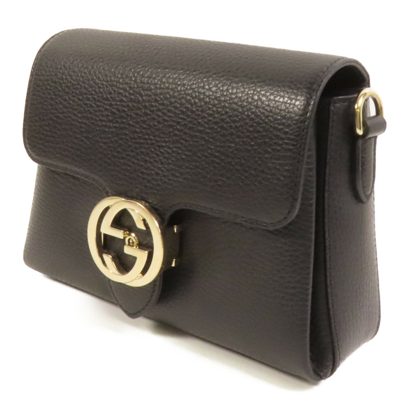 GUCCI 牛皮皮革Interlocking G Chain Mini Bag金扣肩背袋-2