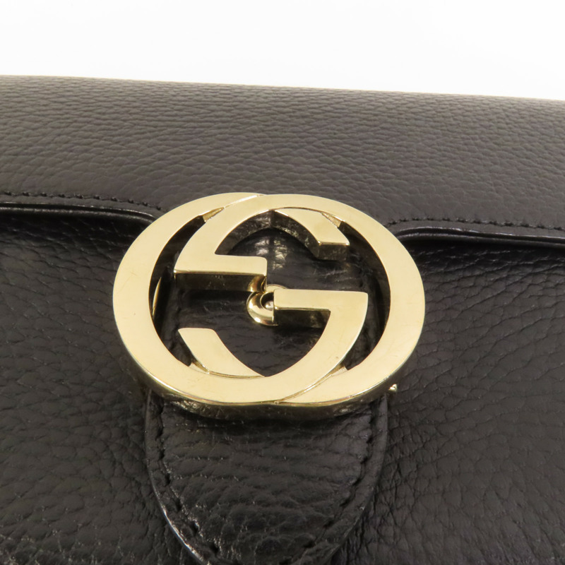 GUCCI 牛皮皮革Interlocking G Chain Mini Bag金扣肩背袋-6
