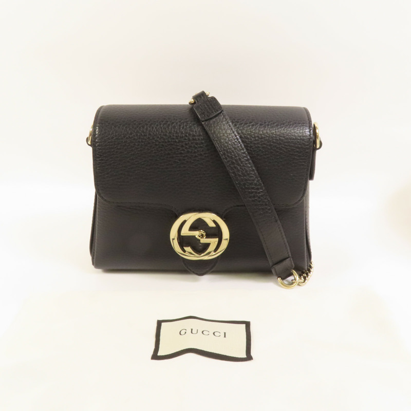 GUCCI 牛皮皮革Interlocking G Chain Mini Bag金扣肩背袋-11