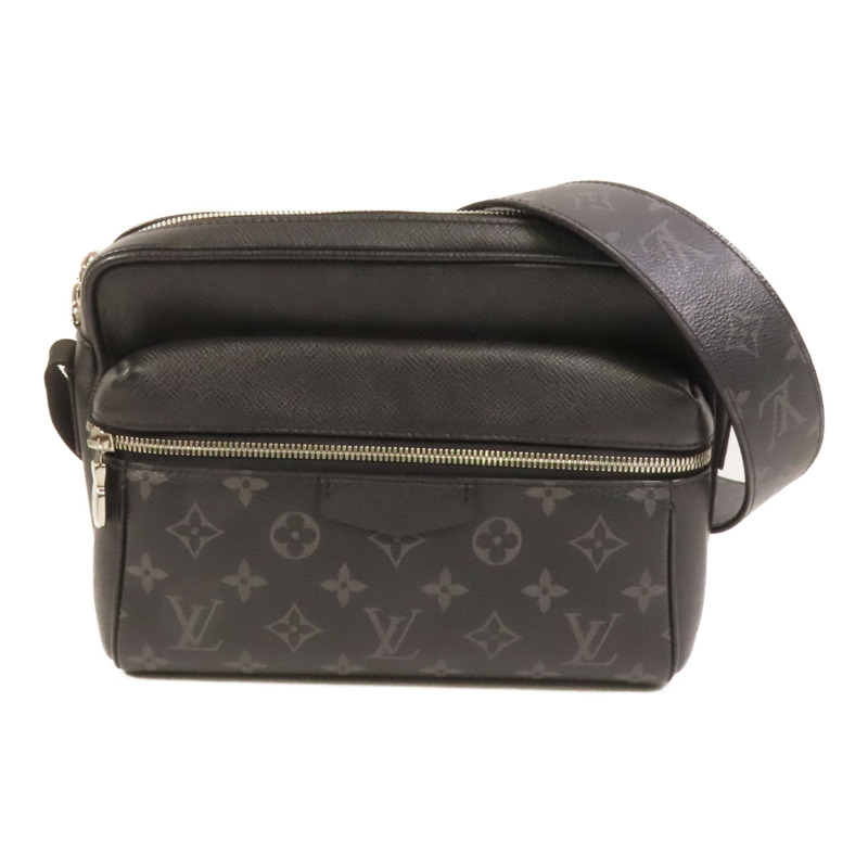 LOUIS VUITTON Monogram Eclipse/Taiga Outdoor Messenger銀扣肩背袋-0